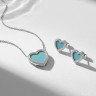 Золотые серьги "Hearts" с чейнджерами из перламутра, оникса, малахита,  бирюзы, коралла и лазурита 
